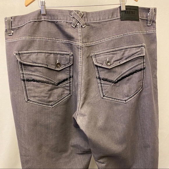 KB8782 Jeans 50x29 Gray Back Flap Embroidered Pockets (Tag Size 52) Straight - Picture 5 of 10